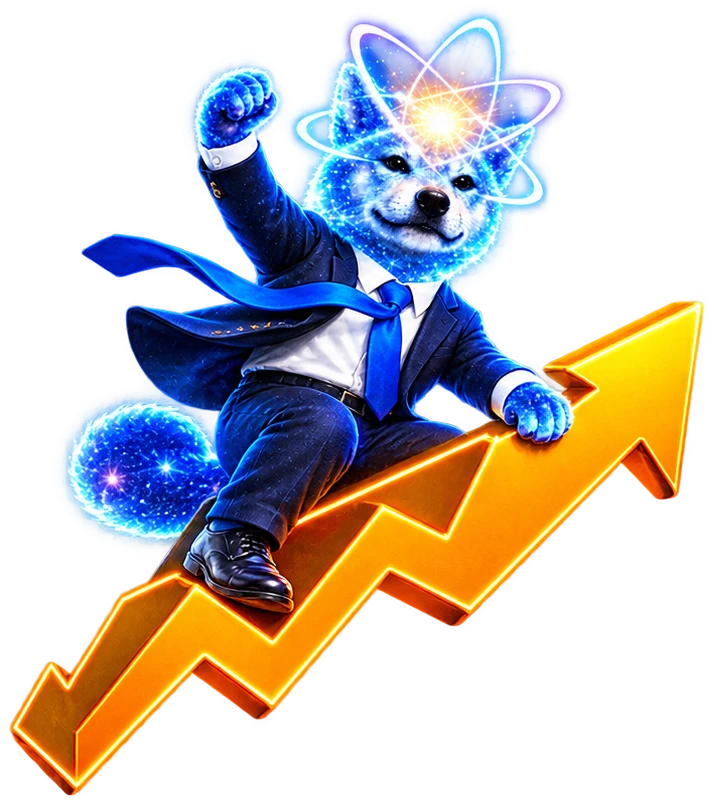 Quantunk riding an orange arrow up